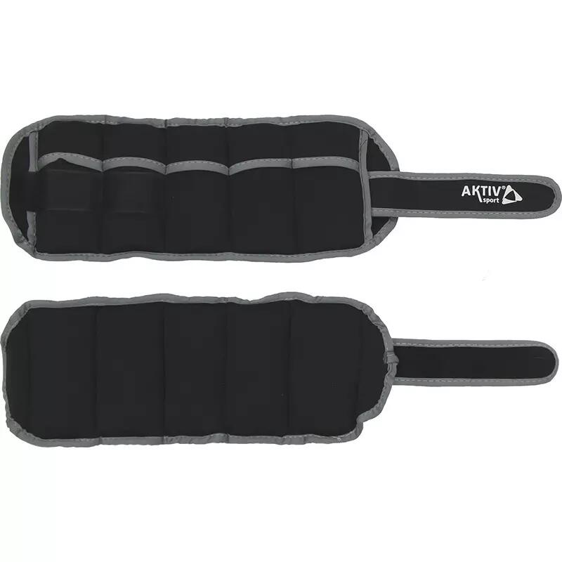 Pesi per polsi e caviglie Aktivsport 2x2 kg, nero-grigio, regolabili 3/4
