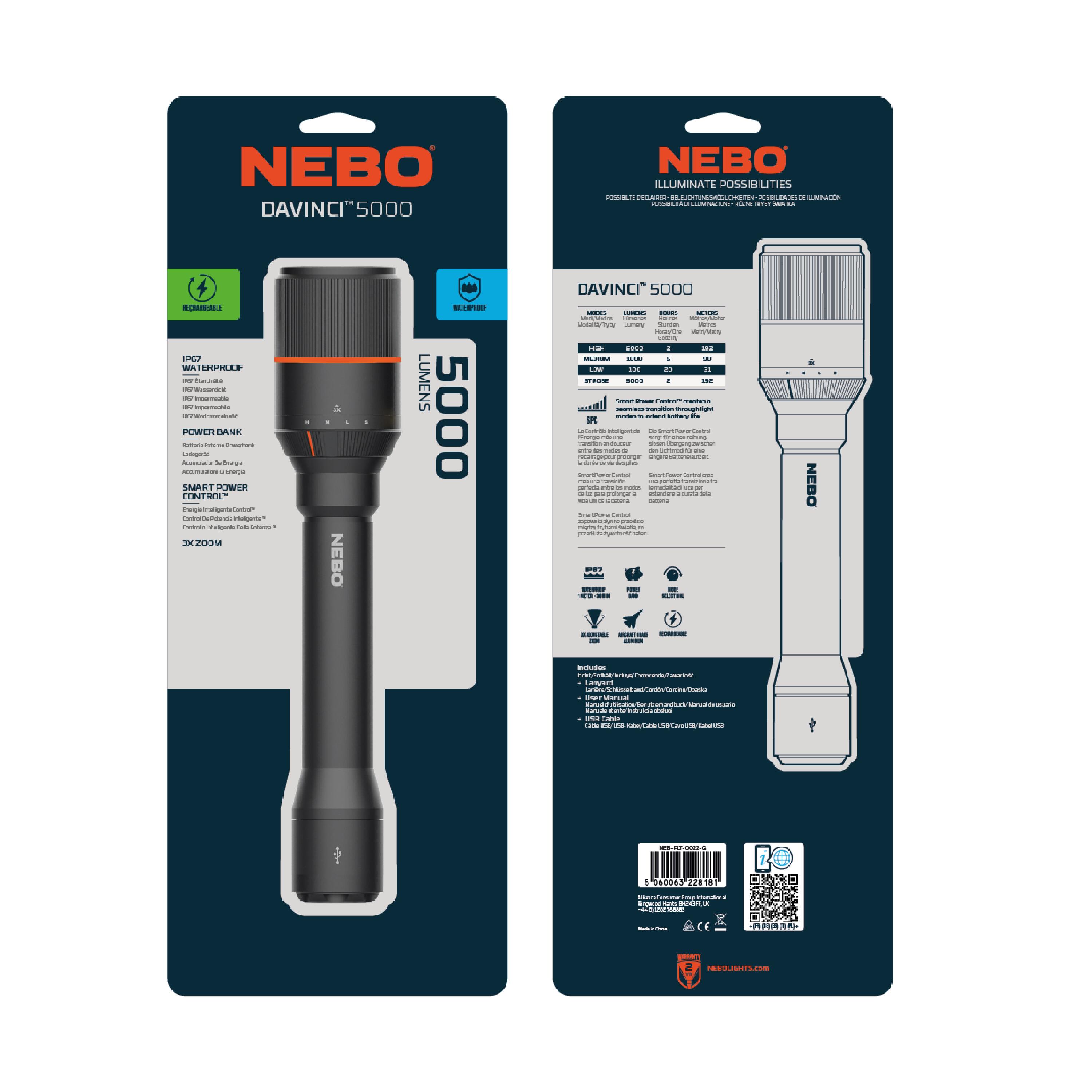 Nebo Davinci 5000 Taschenlampe Wiederaufladbar 5000 Lumen 4/7