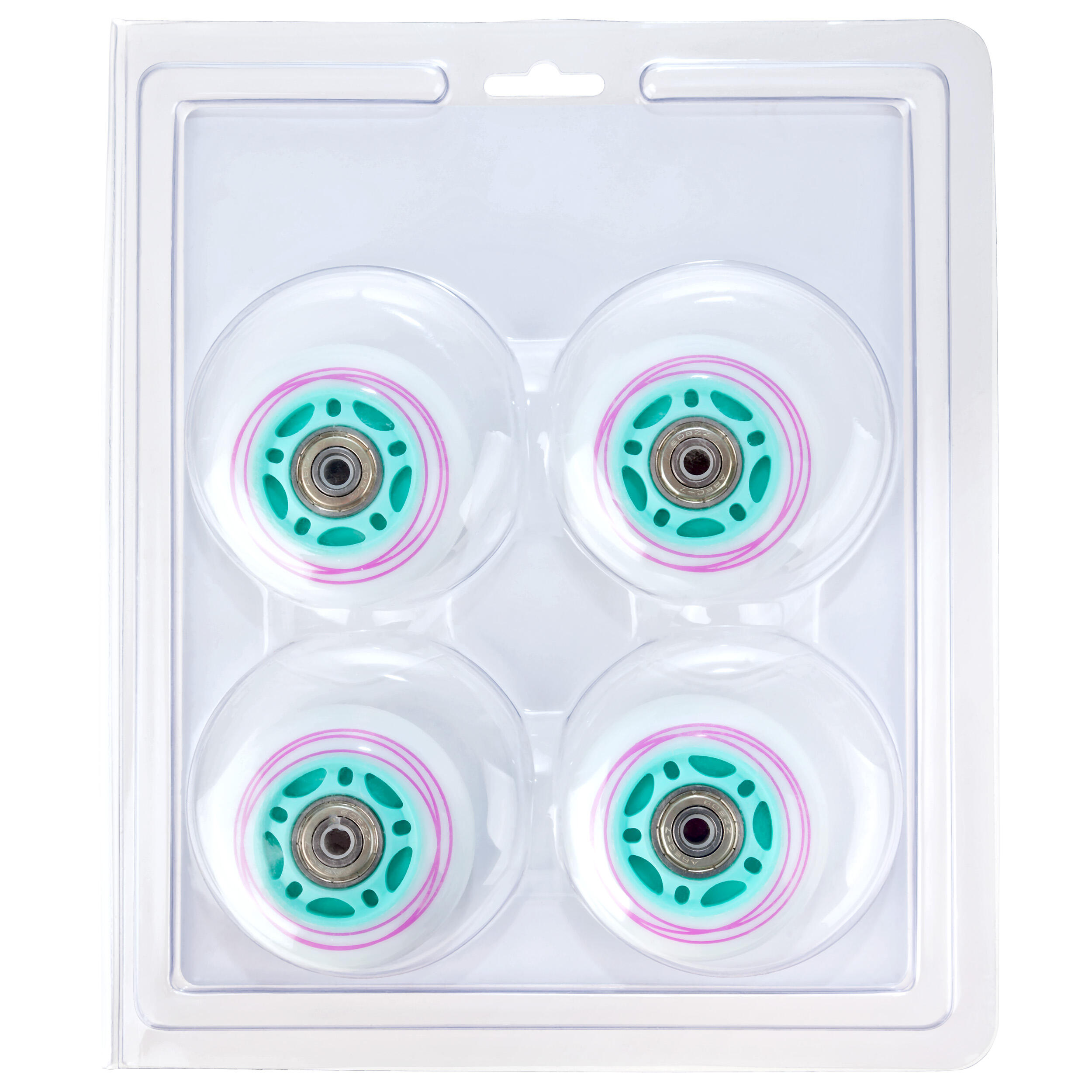 4x Świecące kółka LED + łożyska do rolek Raven Loret White 70mm 4/4