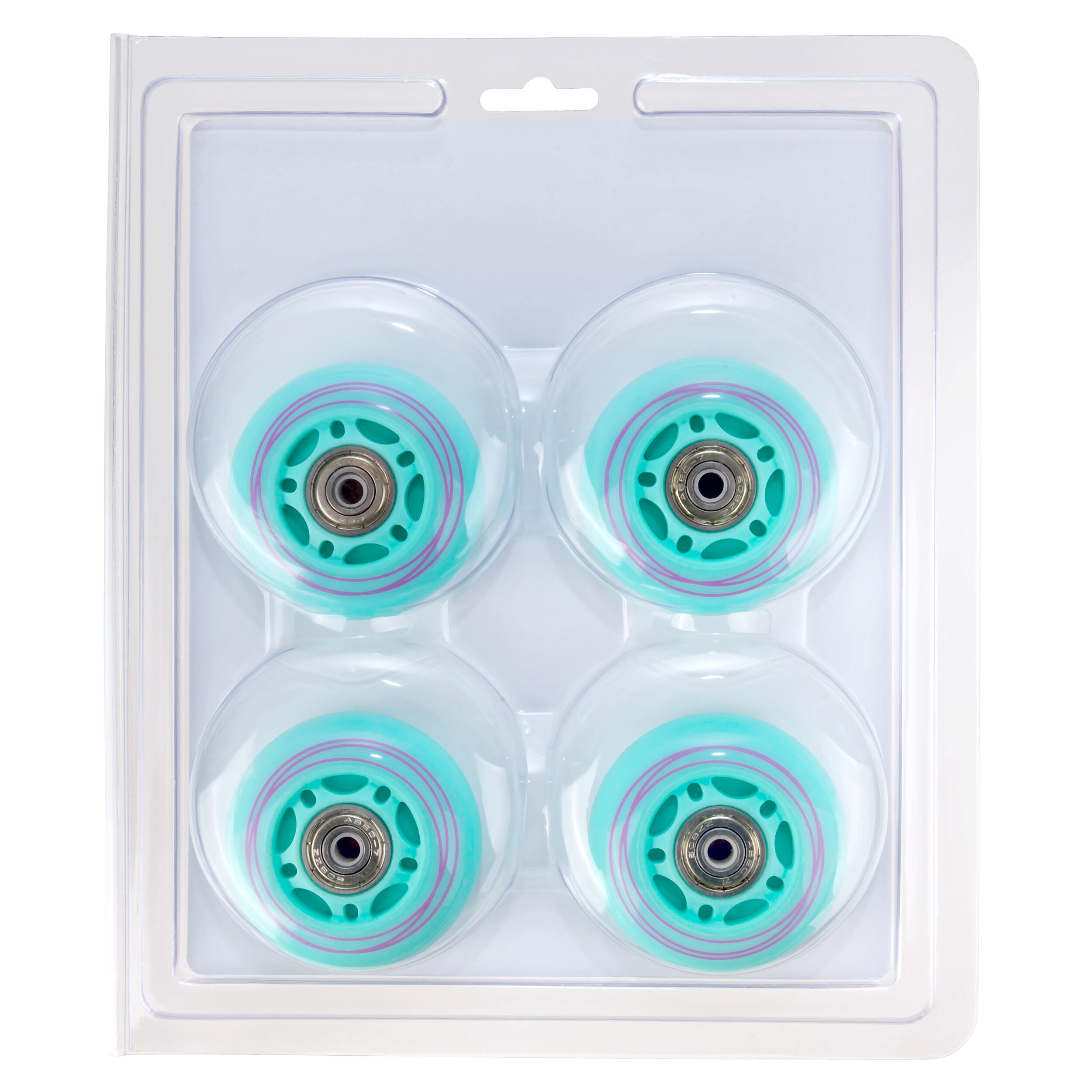 4x Świecące kółka LED + łożyska do rolek Raven Loret Mint 64mm PU 4/4