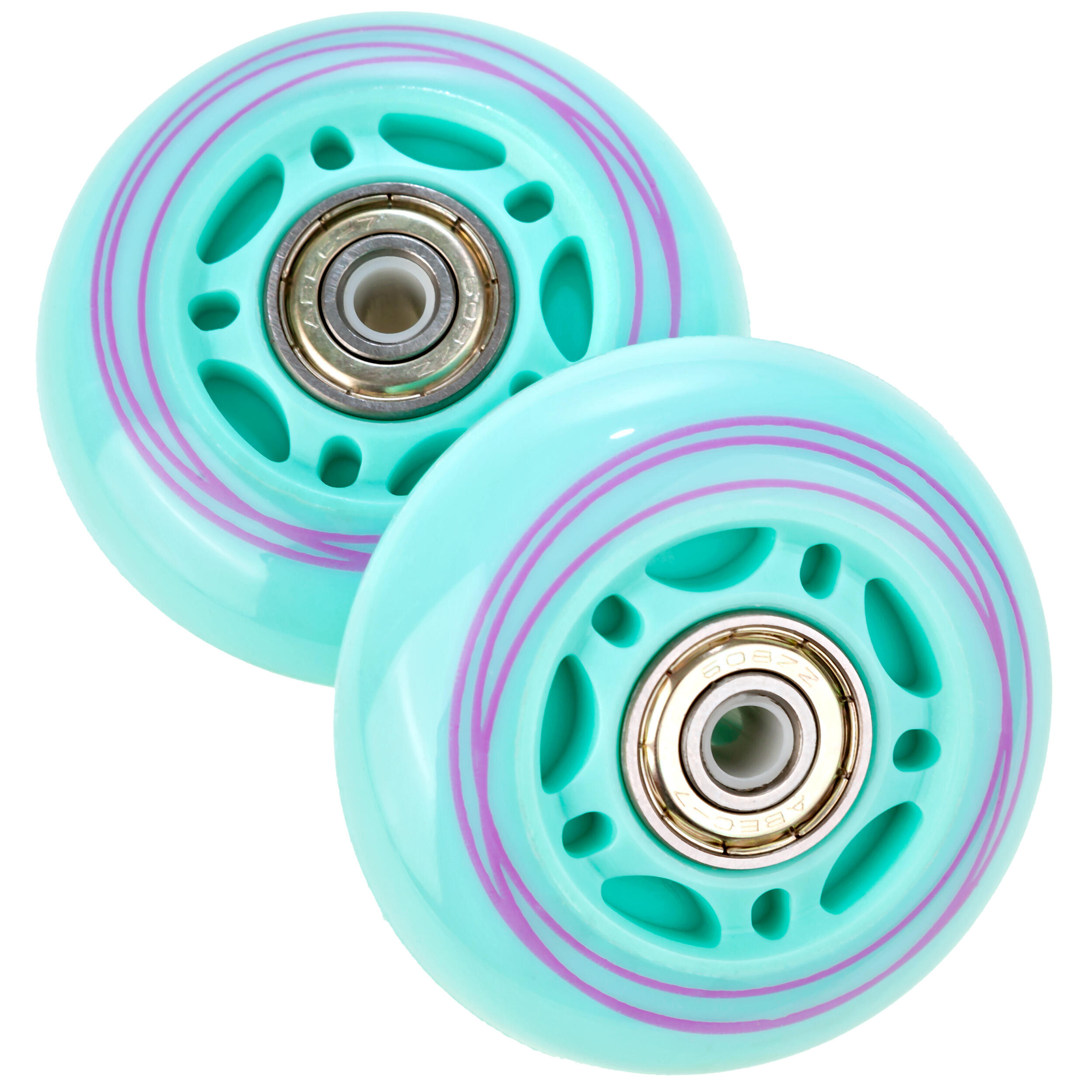 4x Świecące kółka LED + łożyska do rolek Raven Loret Mint 64mm PU 2/4