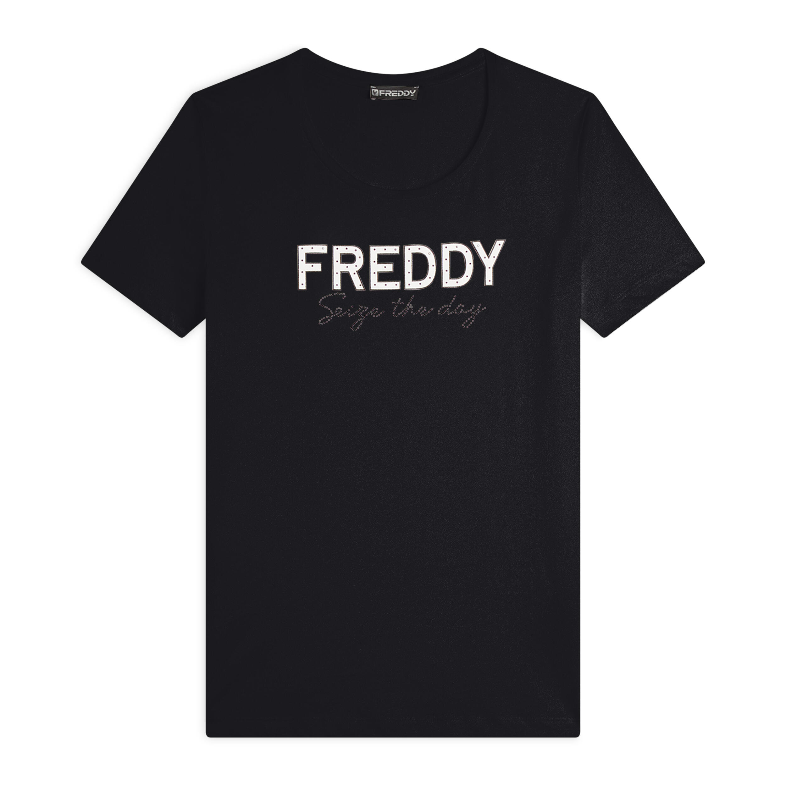 FREDDY T-shirt donna in jersey con Logo FREDDY in Strass
