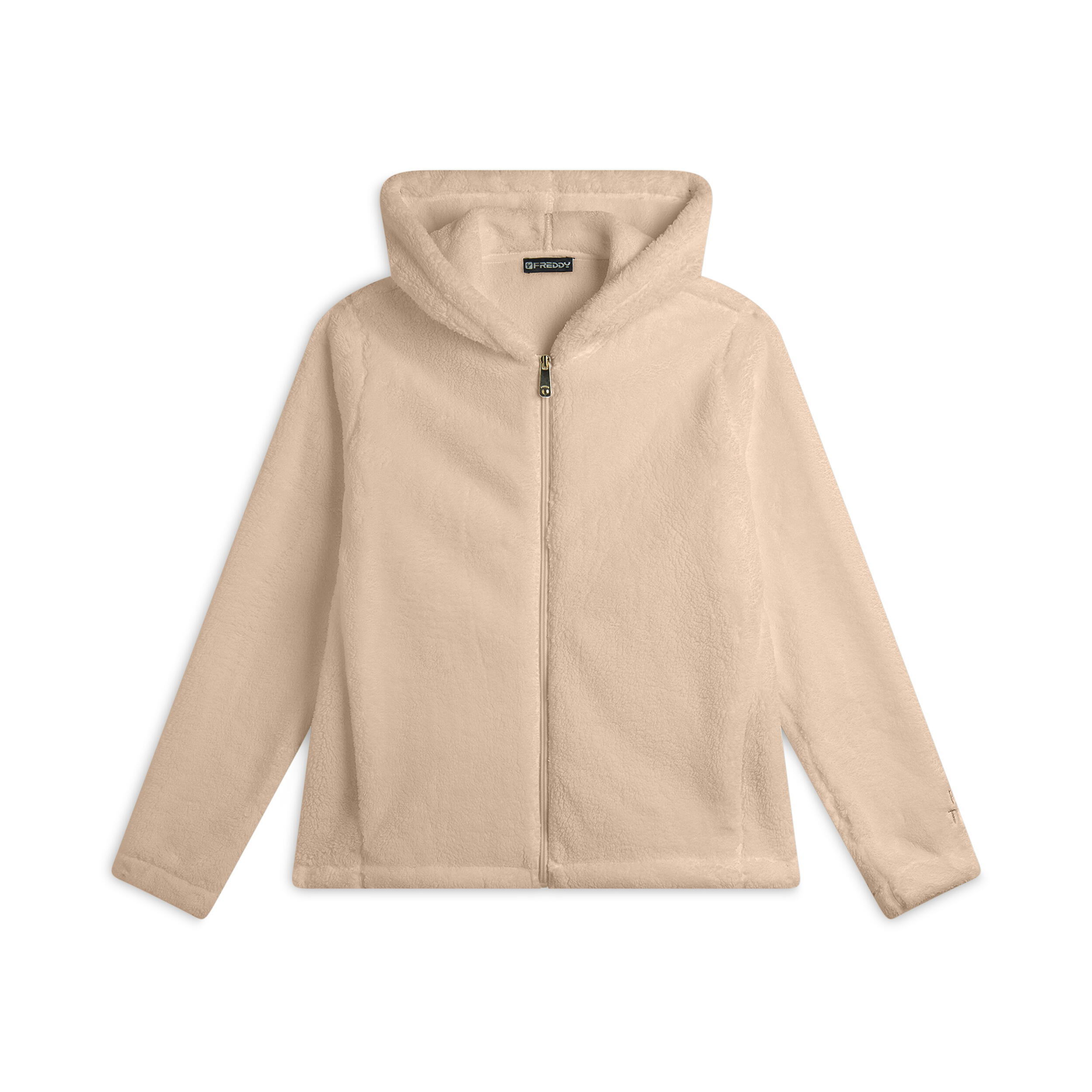 FREDDY Felpa donna con cappuccio e zip in tessuto teddy