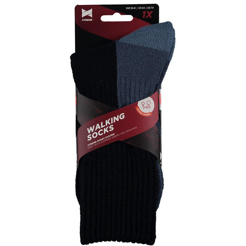 Xtreme - Chaussettes de randonnée unisexes - Multi bleu - 2 paires - Chaussettes