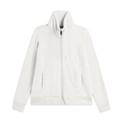 Felpa donna zip e collo alto con inserti in tessuto teddy