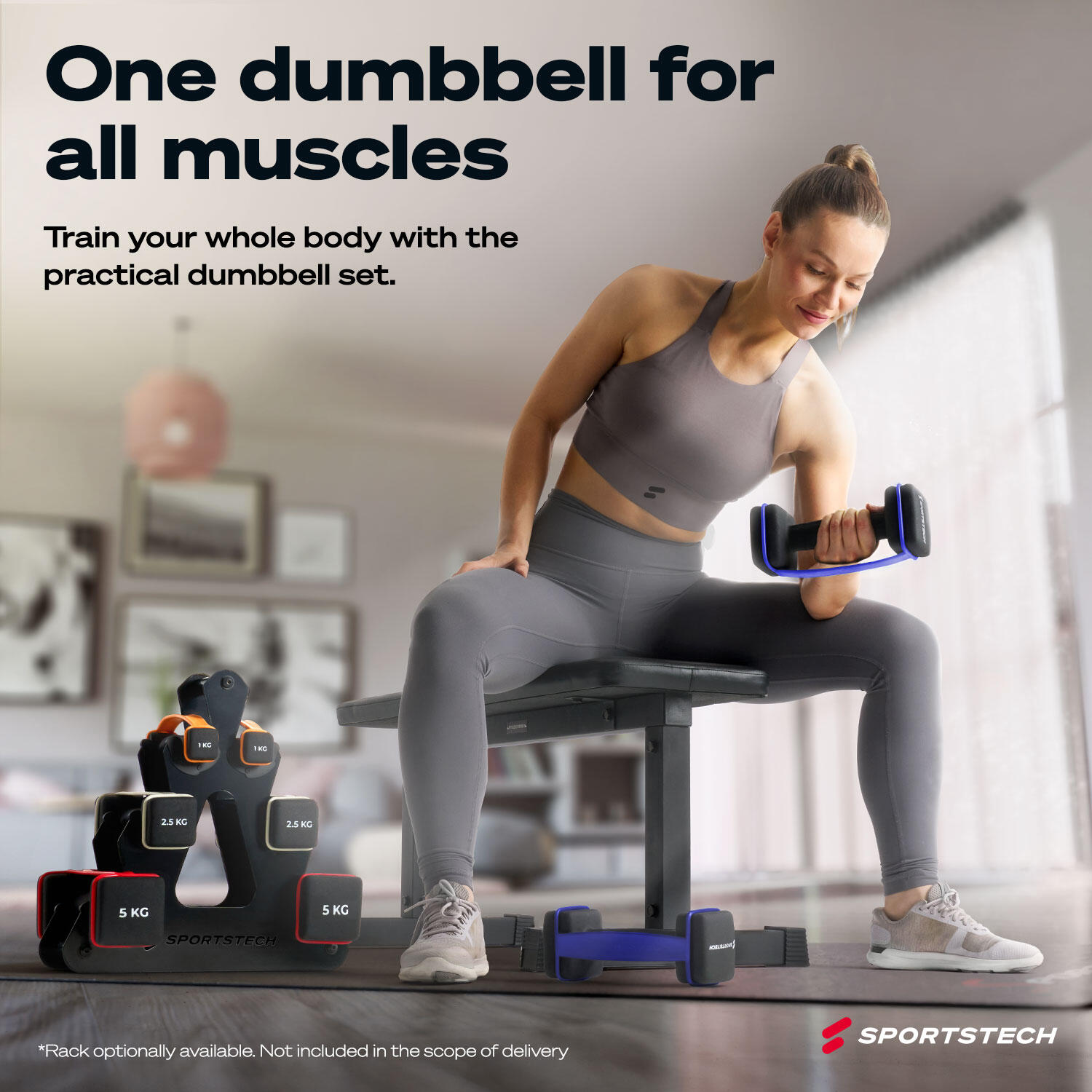 Sportstech AH100 Hantel | Multifunktion Laschen | Anti-Roll 2/8