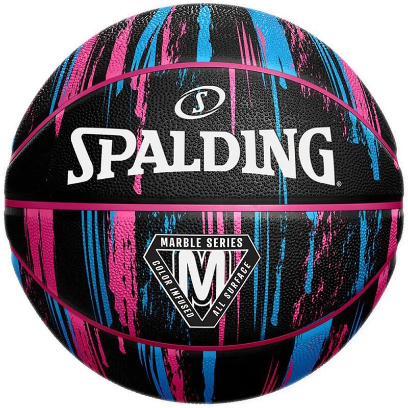 Spalding Baloncesto Marble Negro rosa azul