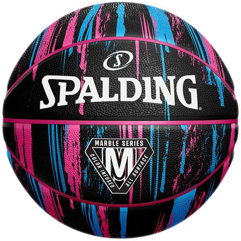 Spalding Basket-ball Marble Noir rose bleu