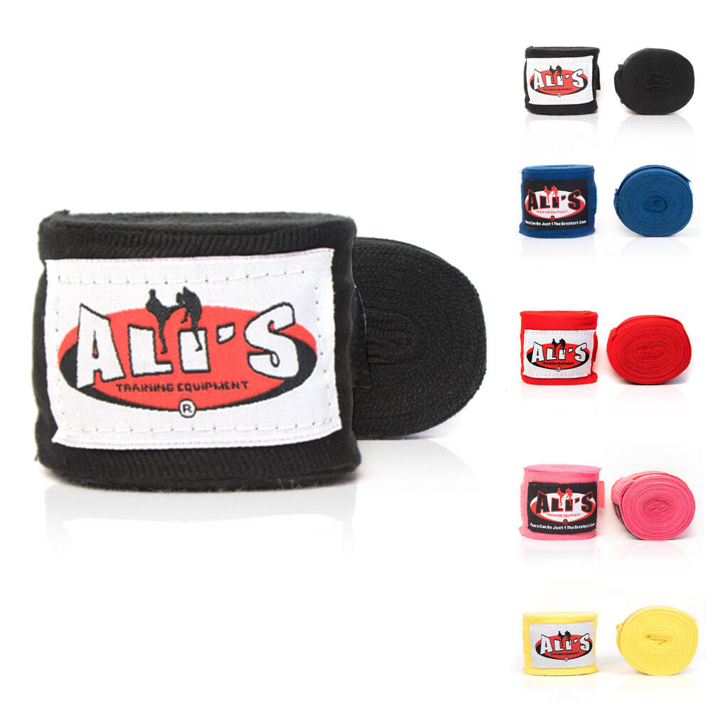 Ali's Fightgear Black Bandages 250cm for Boxing Kickboxing