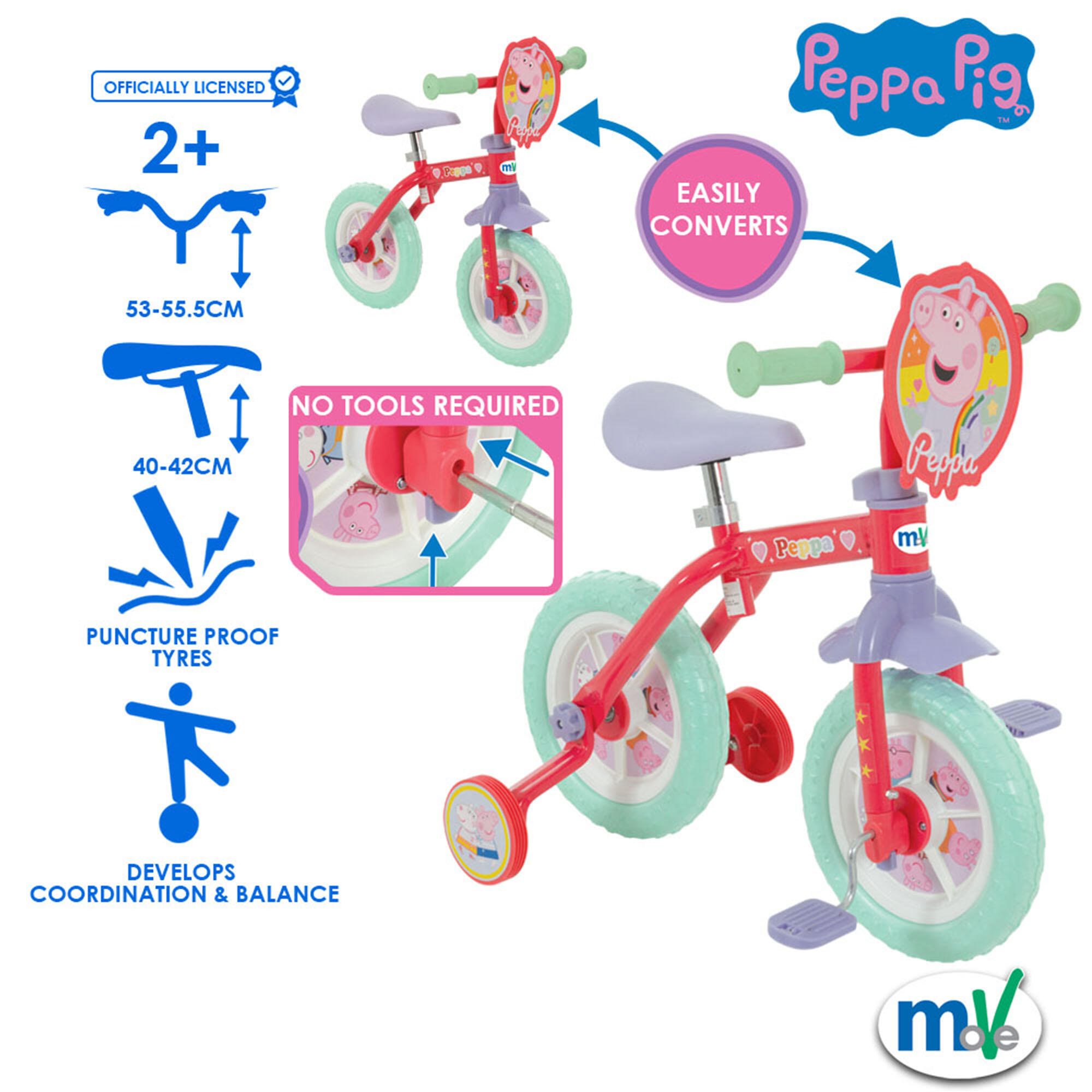 MoVe Peppa Pig 2 in 1 10" Training Bike 2/7