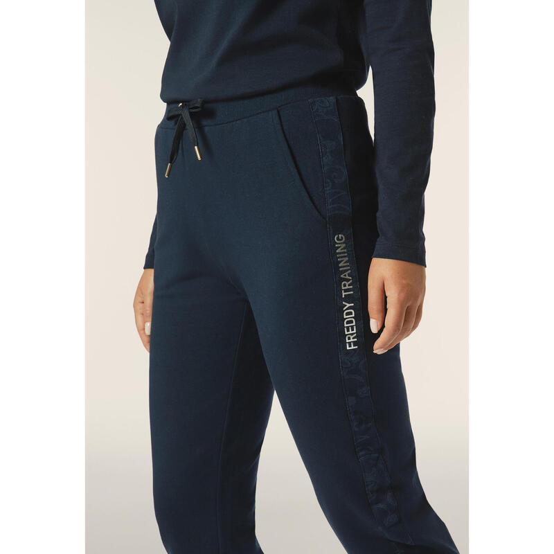 Pantalon en molleton brossé pour femmes avec bandes à motifs paisley