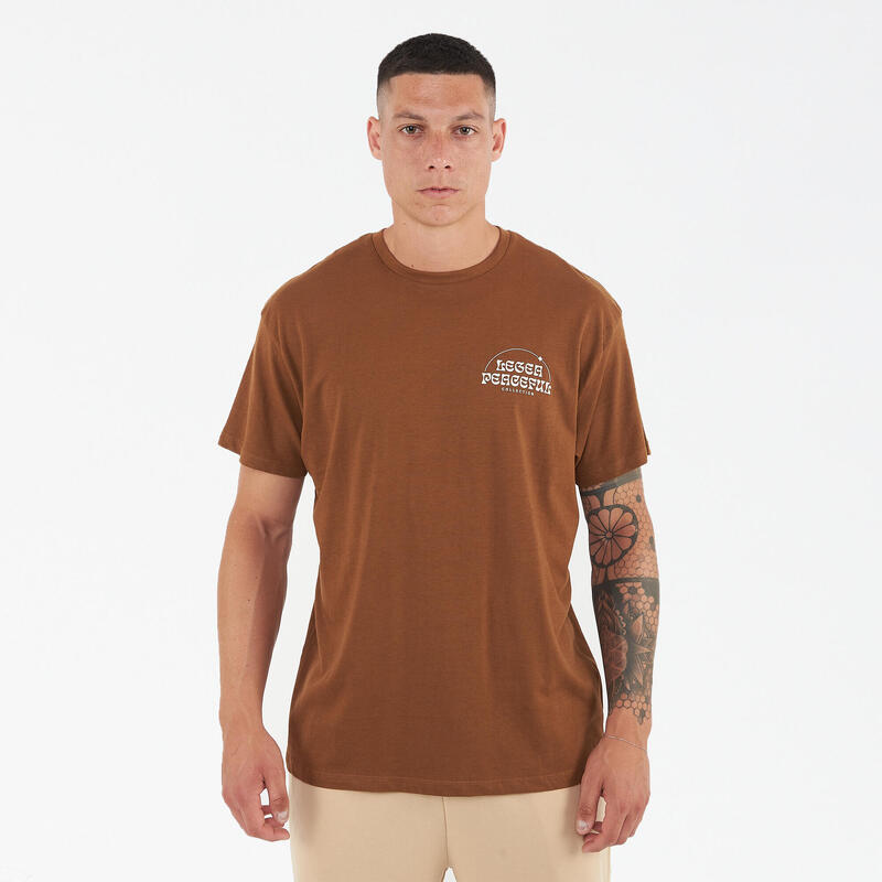 Bărbați Sport T-Shirt Culoare Marron Caracteristici Cheie Model Peaceful