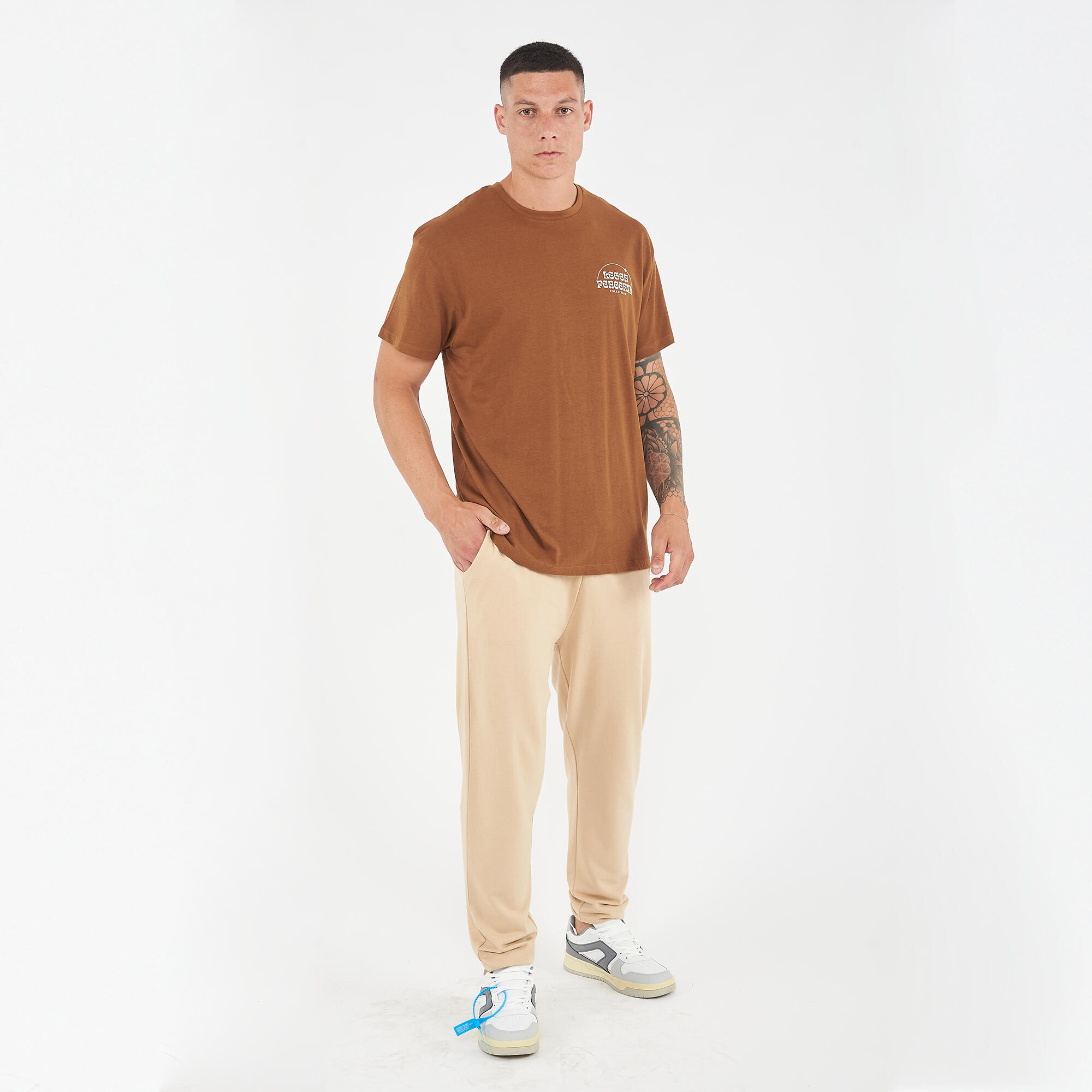 T-shirt in cotone uomo PEACEFUL marrone 2/6