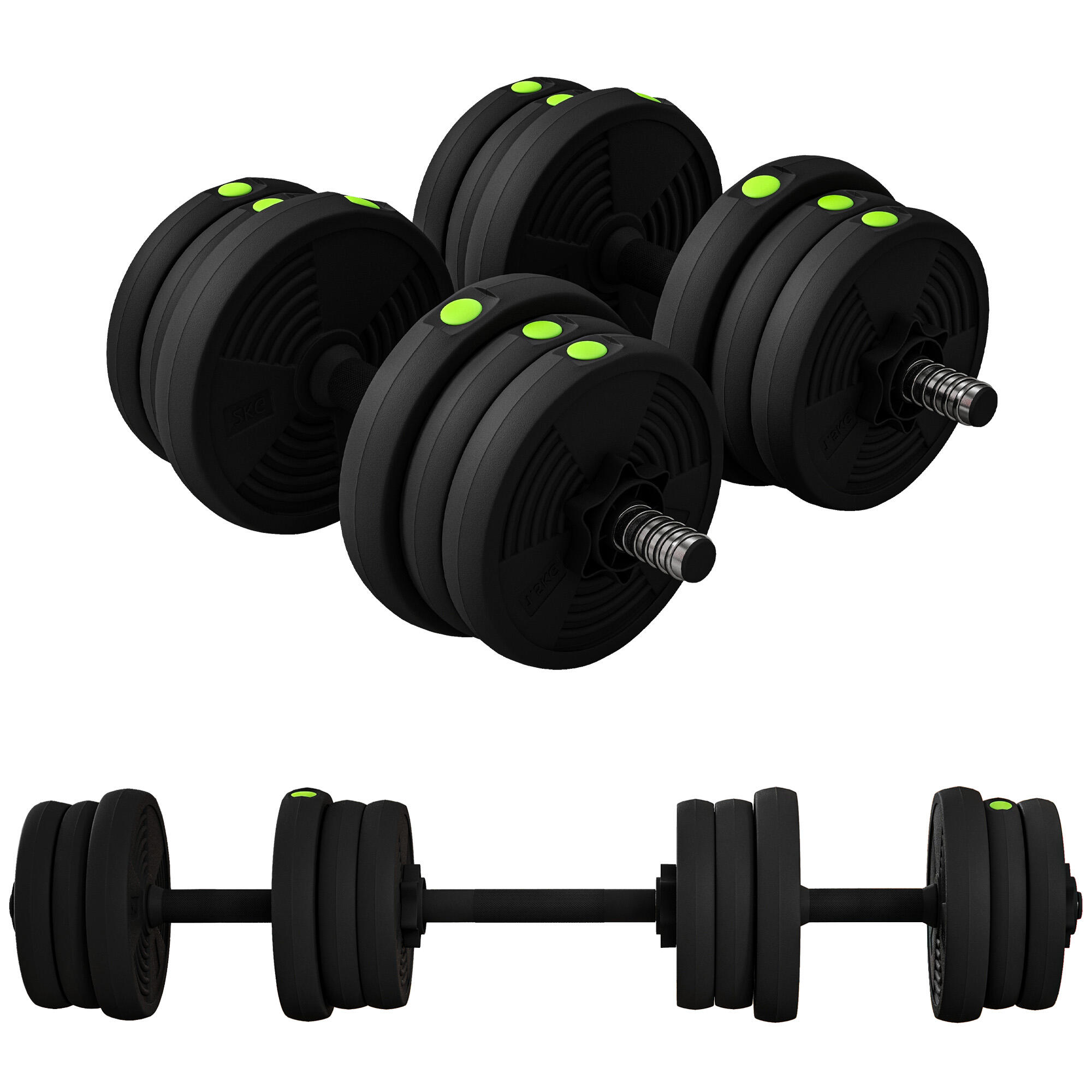 Conjunto de discos 105x20x20 cm preto e verde SPORTNOW