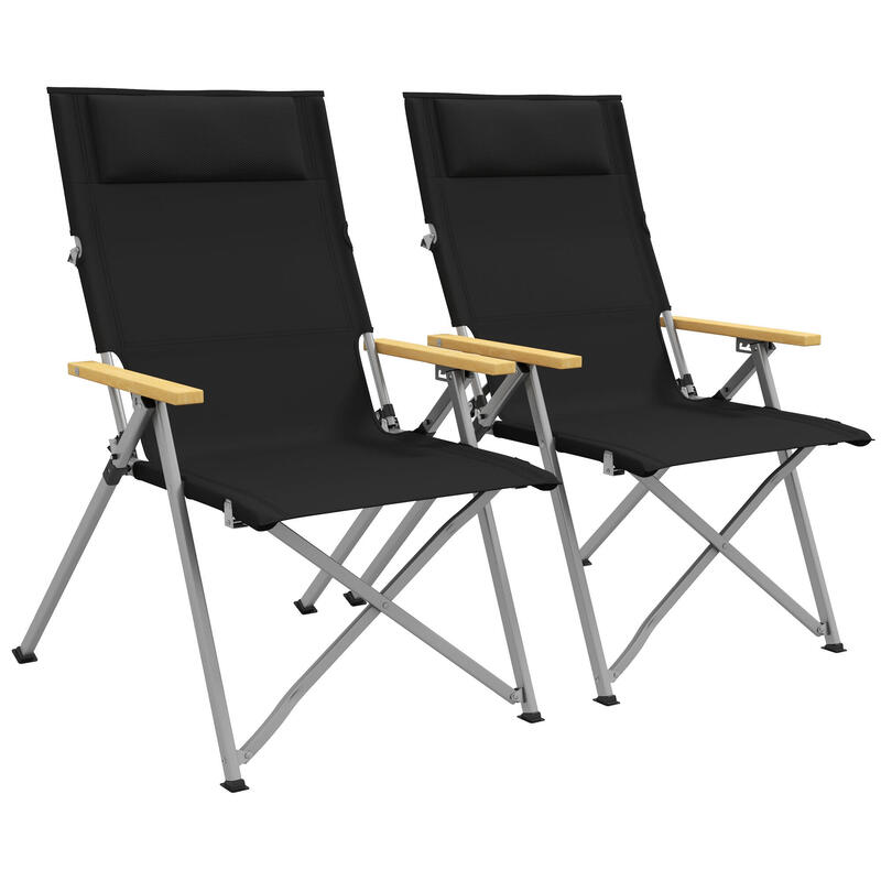 Sillas de Camping Outsunny 74x59.5x98 cm Negro