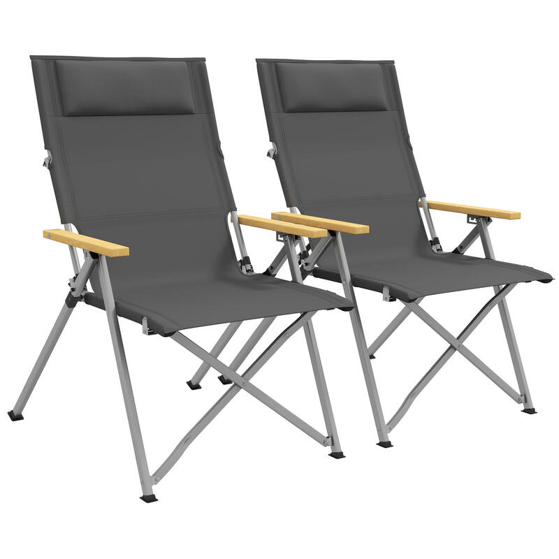 Sillas de Camping Outsunny 74x59.5x98 cm Gris