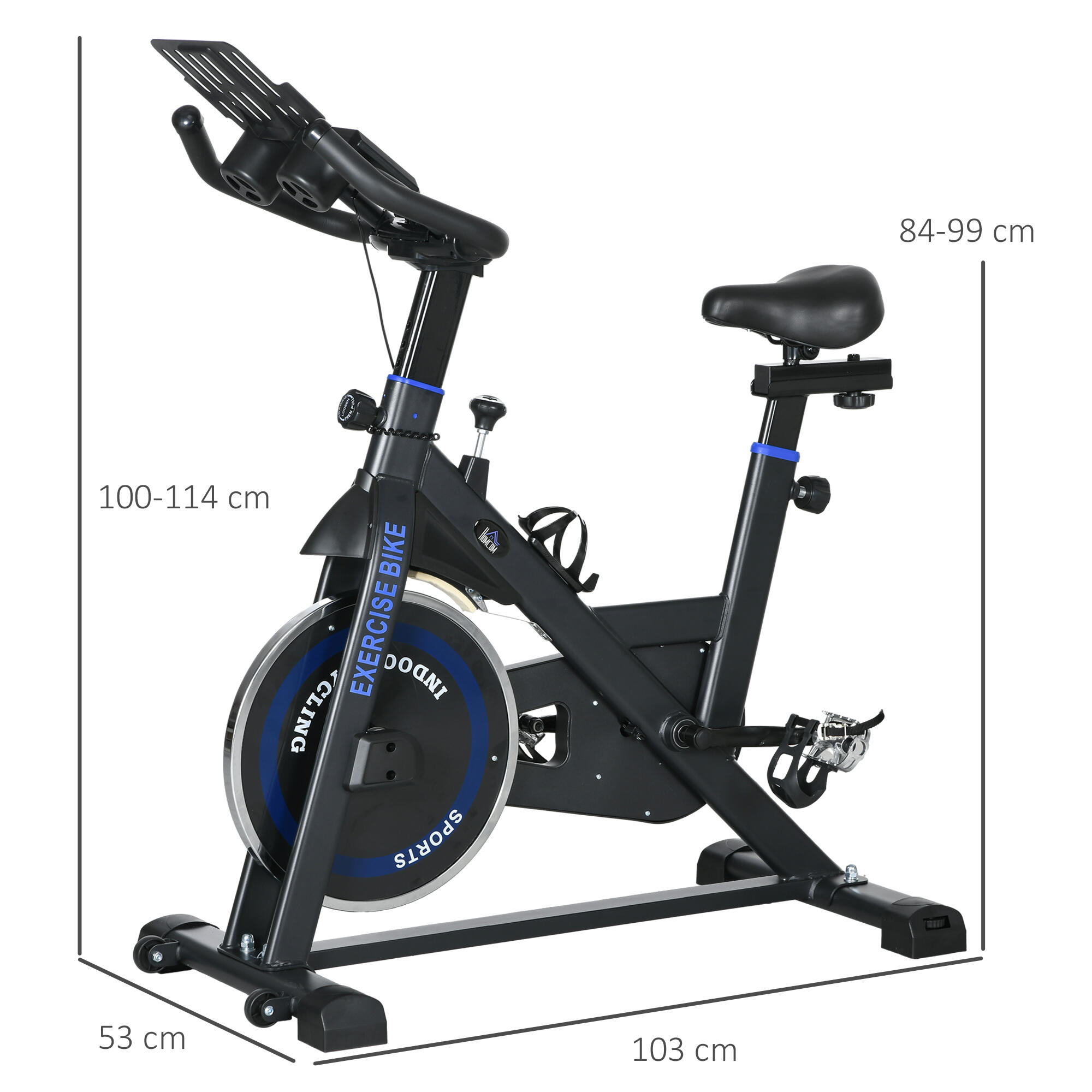 Bicicleta Estática HOMCOM 103x53x114 cm Azul 3/7