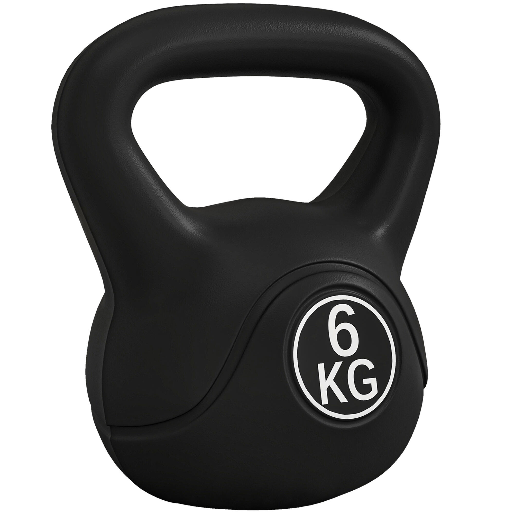 HOMCOM HOMCOM Kettlebell 6kg con Base Piatta in Plastica e Sabbia Nero