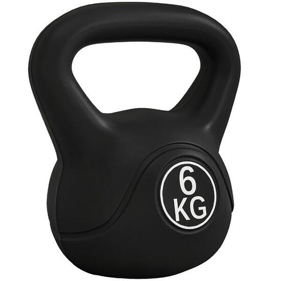 HOMCOM Kettlebell 6kg con Base Piatta in Plastica e Sabbia Nero