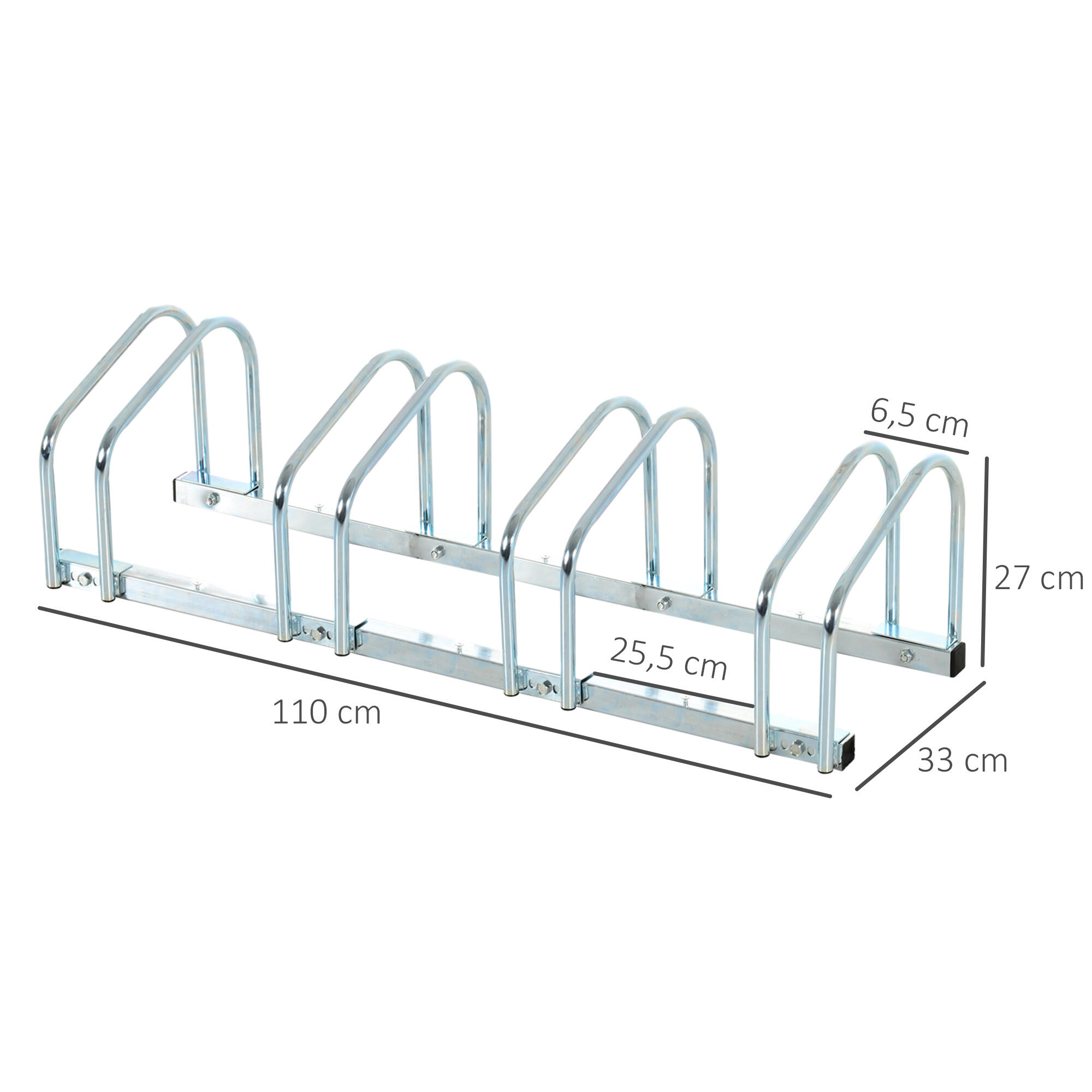 Aparcamiento para Bicicletas HOMCOM 110x33x27 cm Plata 3/7