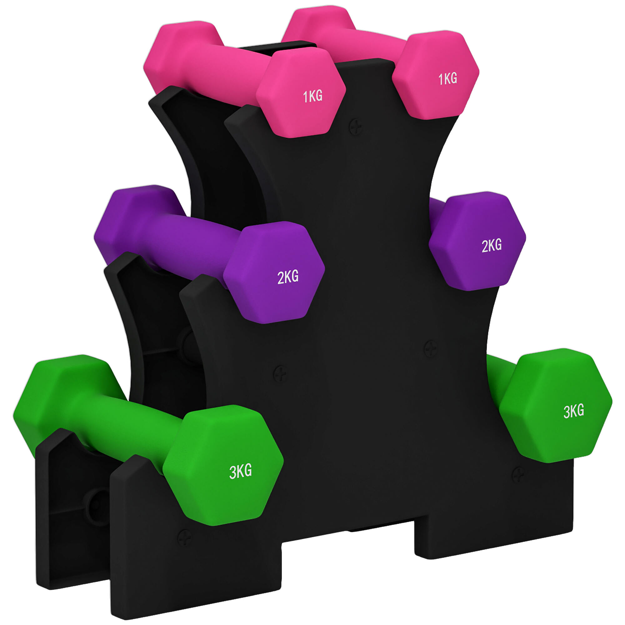 Conjunto de halteres 31x9x28 cm rosa, roxo e verde sportnow