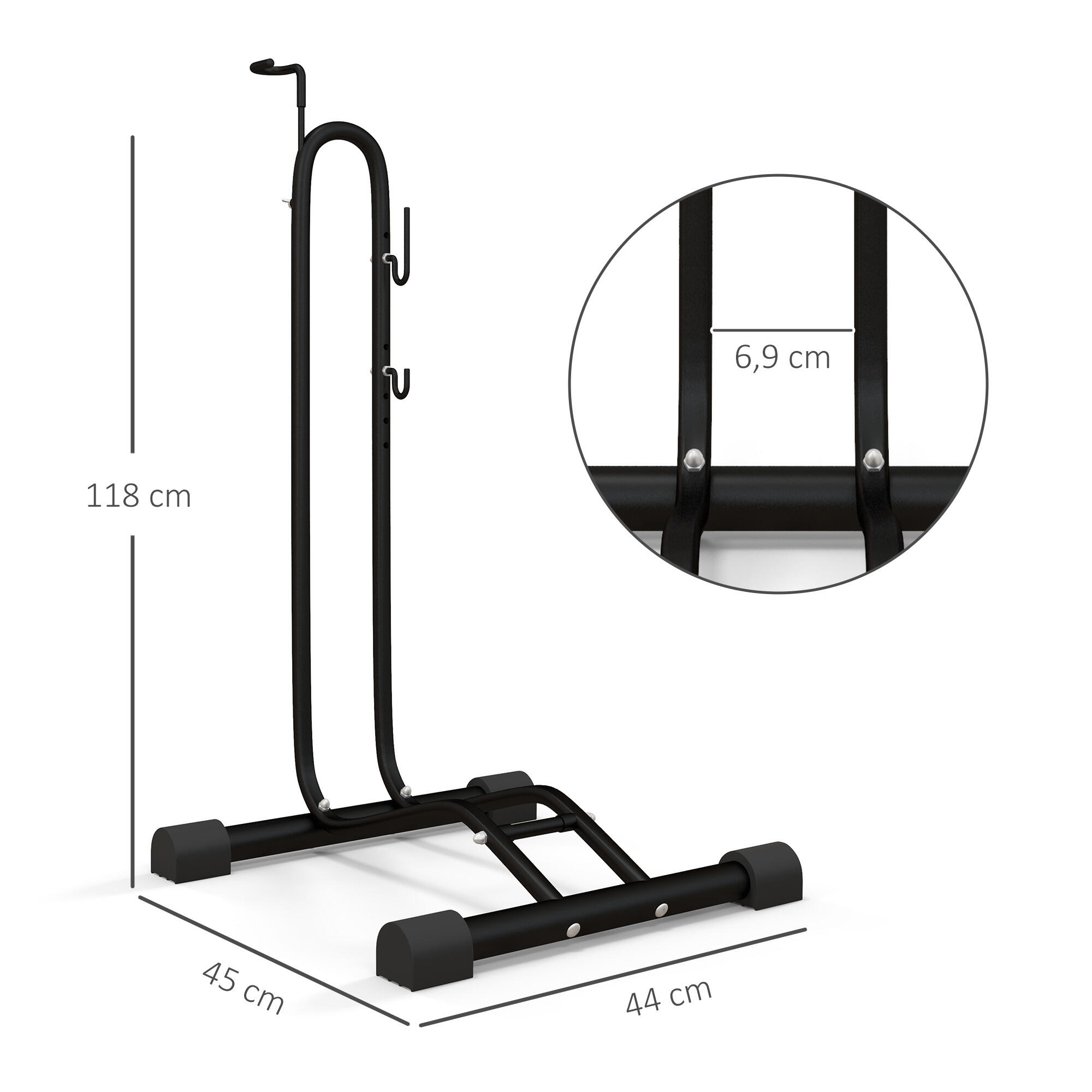 Suporte de bicicleta 45x44x118 cm preto SPORTNOW 3/7