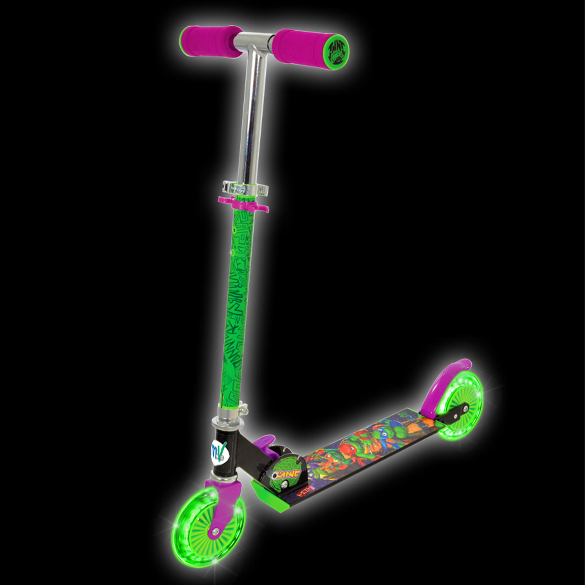 MoVe Turtles Folding Inline Scooter with Light Up Wheels 2/7