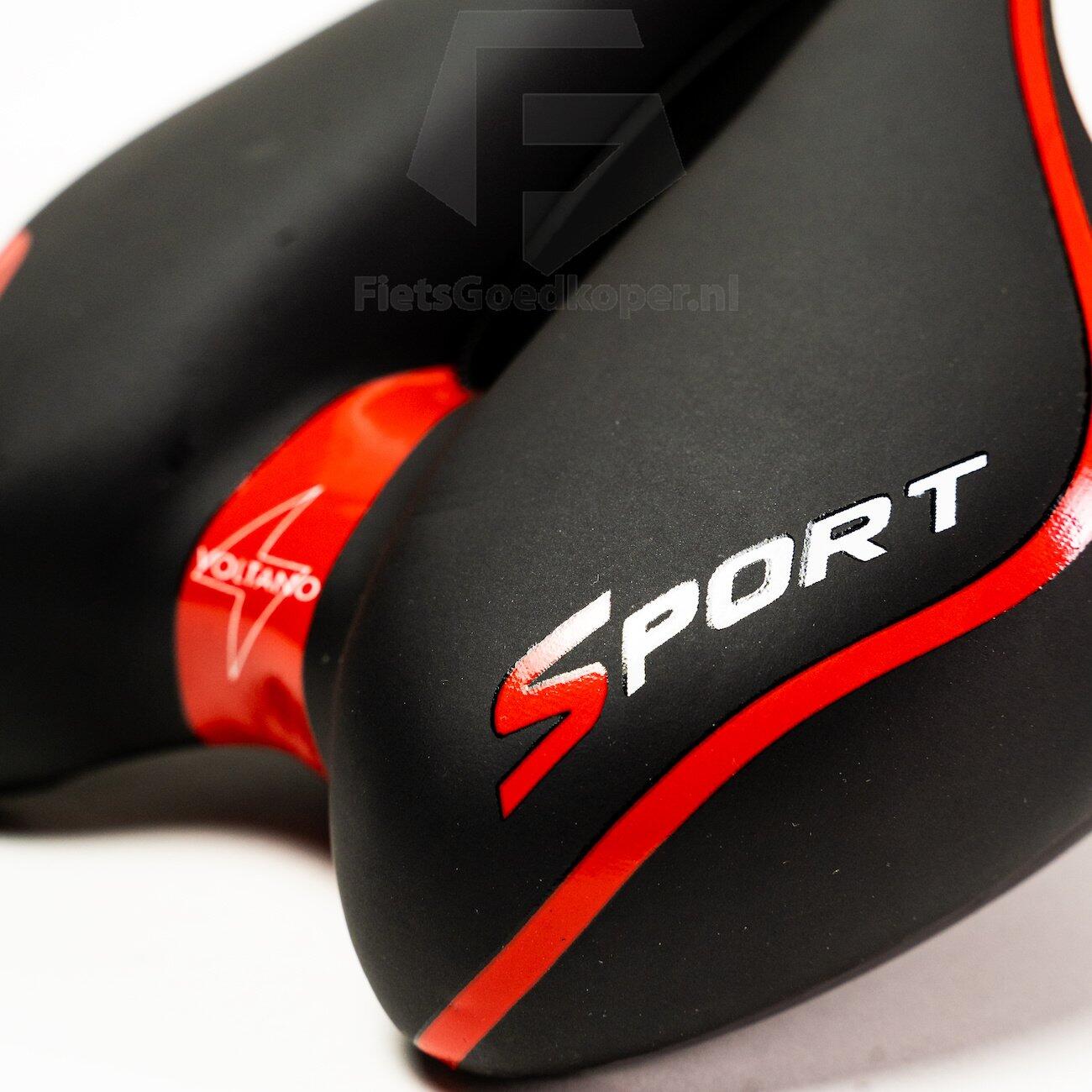 Voltano Sport Fietszadel – Zwart / Rood - Gel - Trekking Zadel 6/7