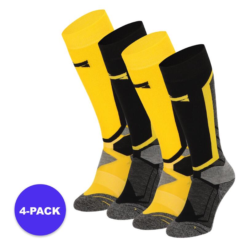 Xtreme - Chaussettes de snowboard Unisexe - 4-Pack - Jaune - Taille 39/42 -