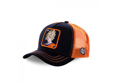 Cappellino Trucker Capslab x Dragon Ball Z (Goku Saiyen) - Nero/Arancione