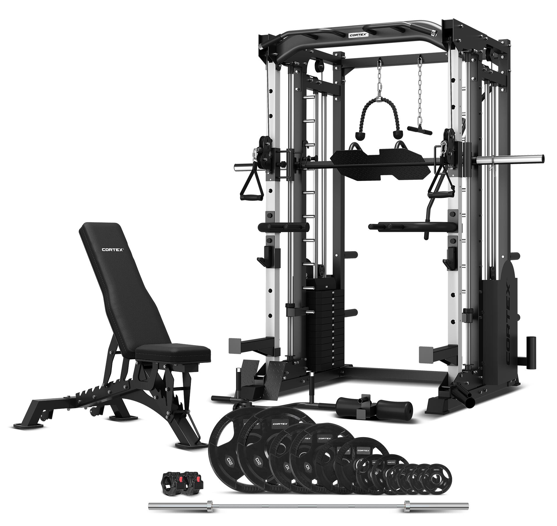 CORTEX SM25 Multi Gym with Olympic Tri Grip Weight Bar and BN9 Bench Set