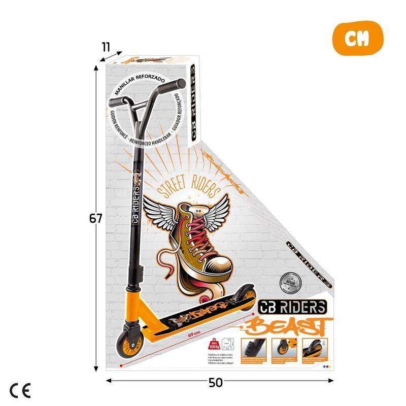 Patinete 2 ruedas acrobático negro y naranja CB Riders