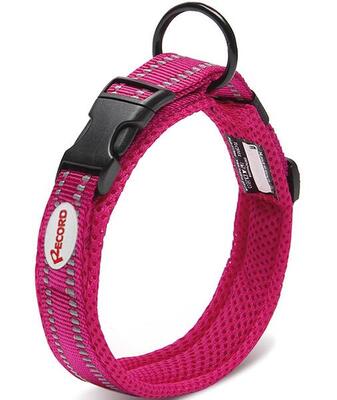 Collare in nylon imbottitura traspirante e catarifrangente 25x50-55cm Fucsia