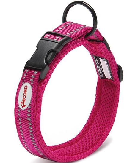 Collare in nylon imbottitura traspirante e catarifrangente 25x50-55cm Fucsia