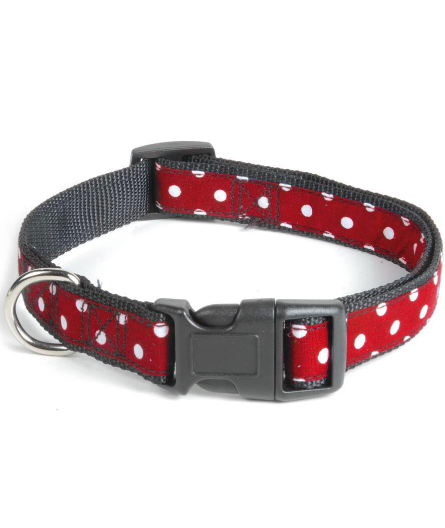 RECORD Collare in nylon con fibbia in plastica rigida Linea Pois, 1,9 x 35-40 cm Rosso