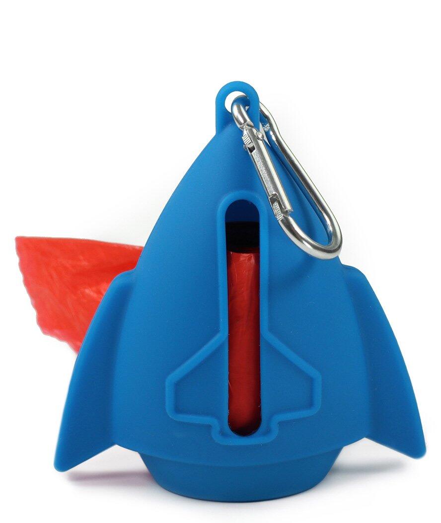 RECORD Dispenser in silicone a forma razzo con rotolo per cani