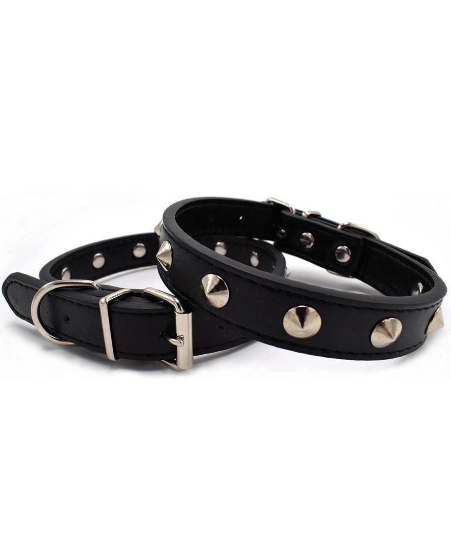 RECORD Collare con borchie in metallo modello Punk per cani, 1,9 x 40-45 cm Nero