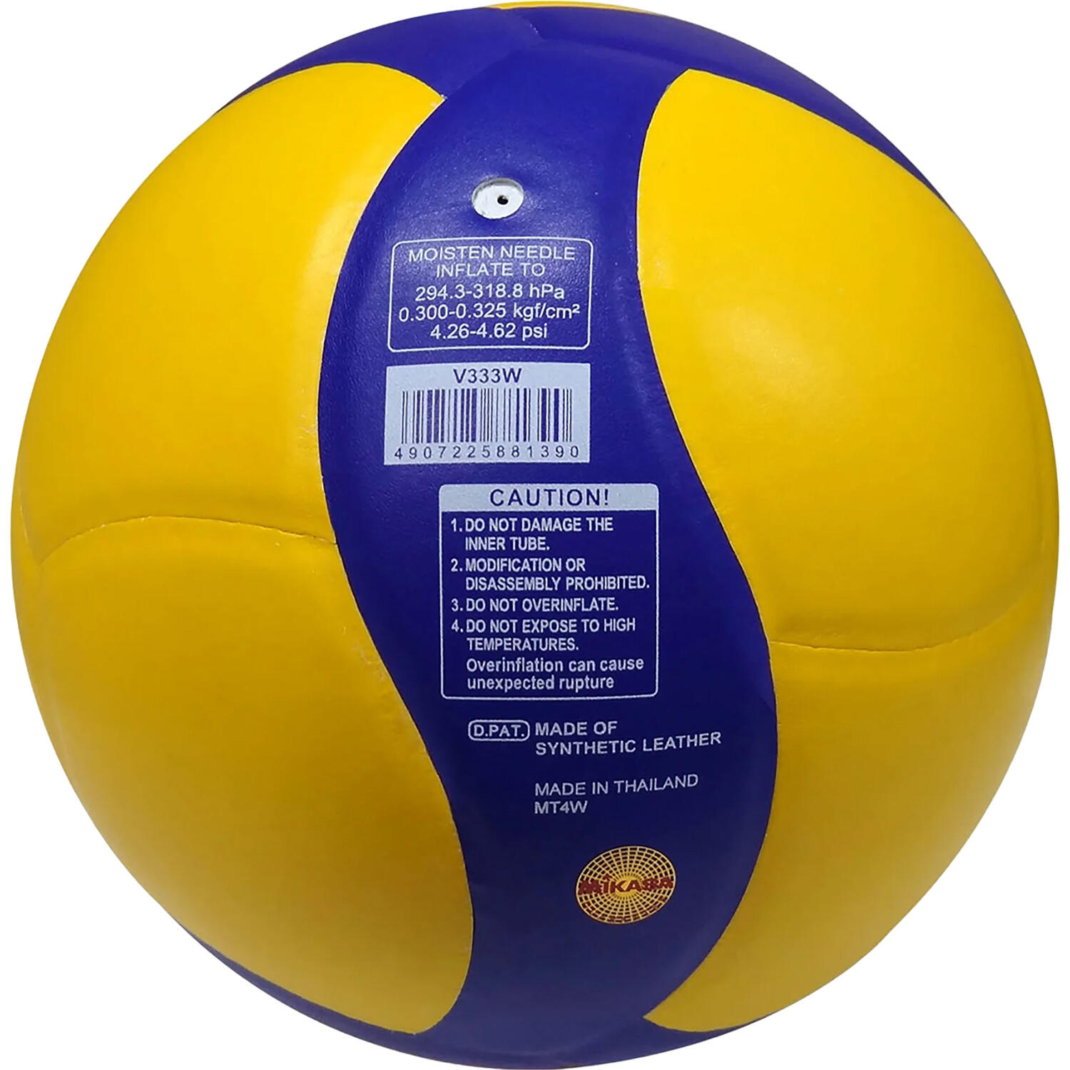 Pallone Volley MIKASA V330W - Misura 5 Per Allenamento - Blu/Giallo - Cucito A 18 Pannelli
