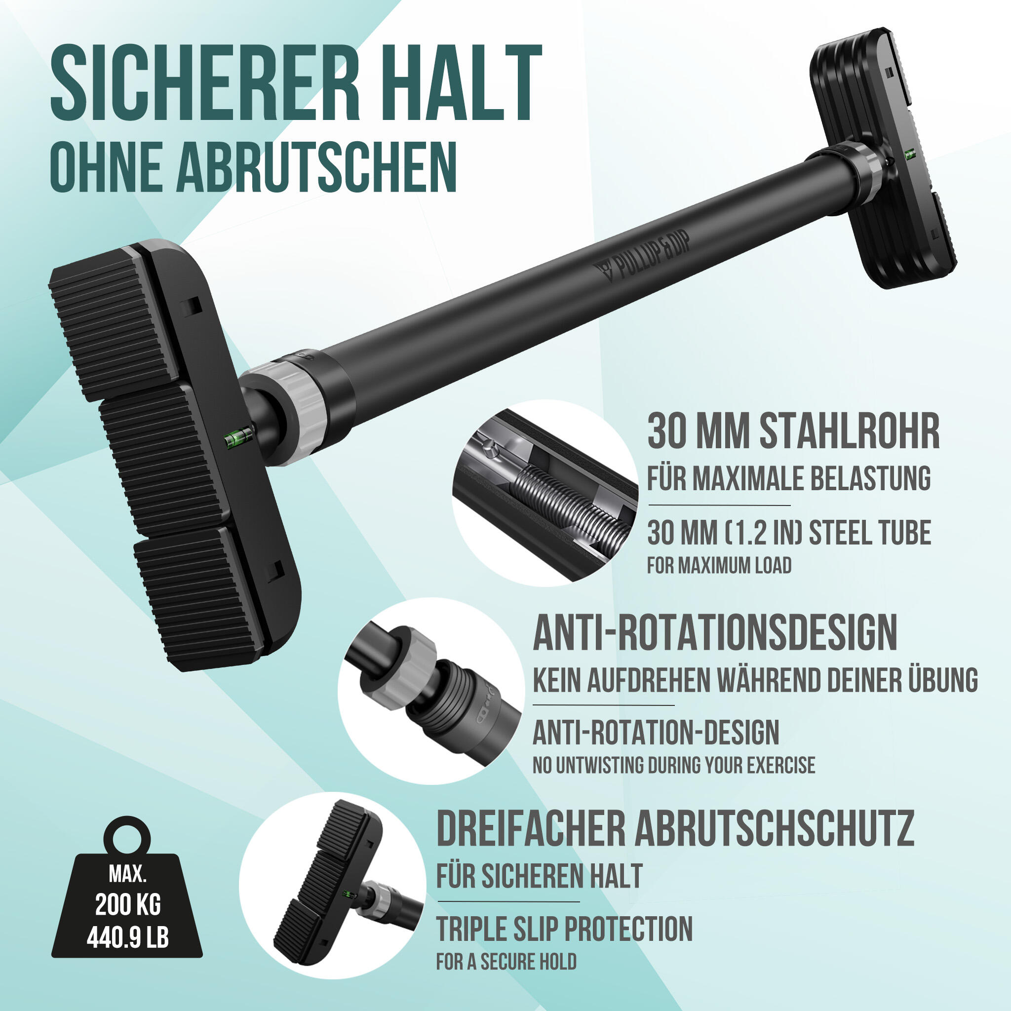 Türreck Teleskop Klimmzugstange ohne Schrauben 3/8