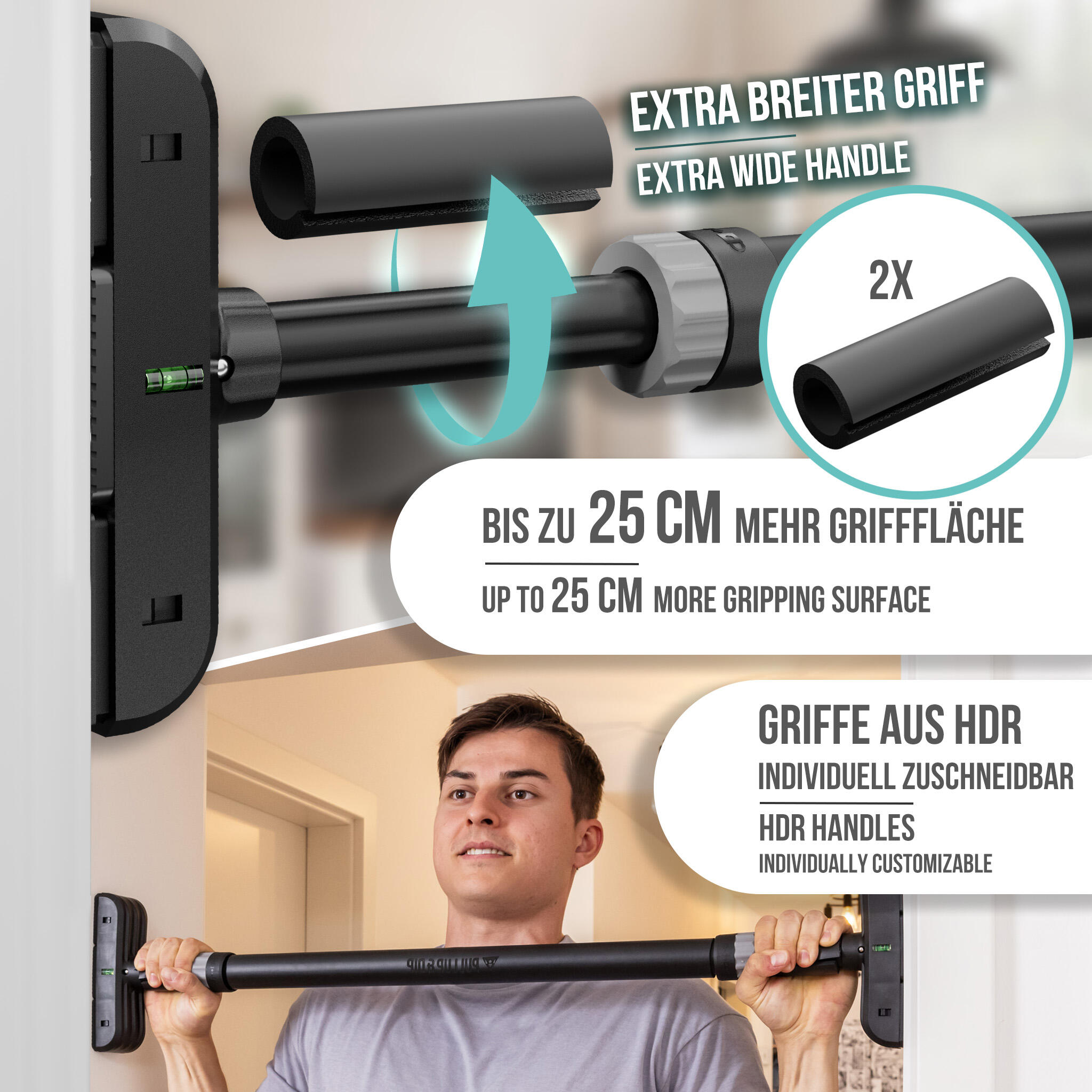 Türreck Teleskop Klimmzugstange ohne Schrauben 2/8
