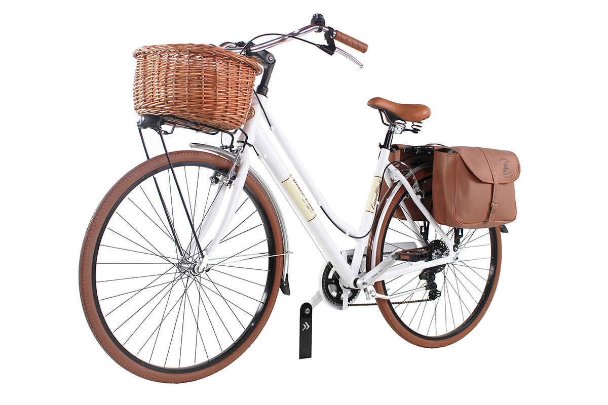 Stadsfiets Dolce Vita by Canellini dame met fietstassen en mand - Wit 3/3