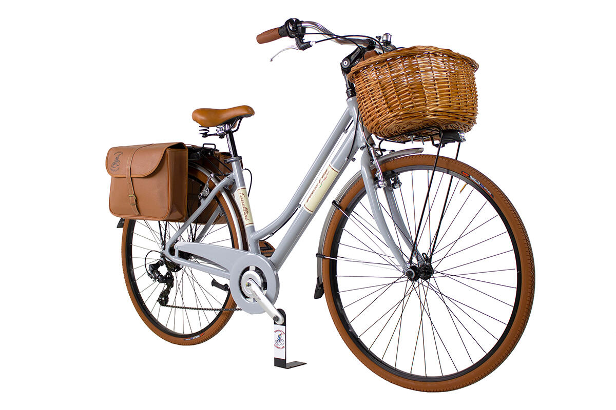 Stadtfahrrad Dolce Vita by Canellini Damen mit Korb und Taschen - Grau 2/3