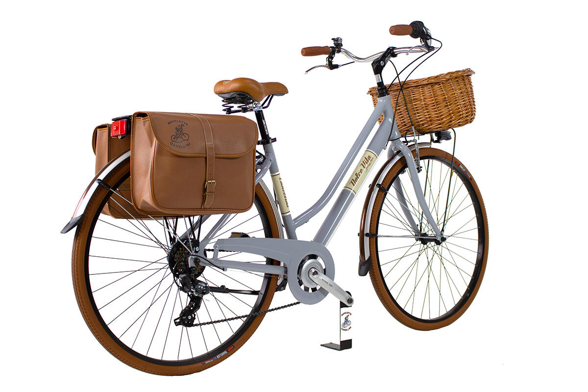 Stadtfahrrad Dolce Vita by Canellini Damen mit Korb und Taschen - Grau 3/3