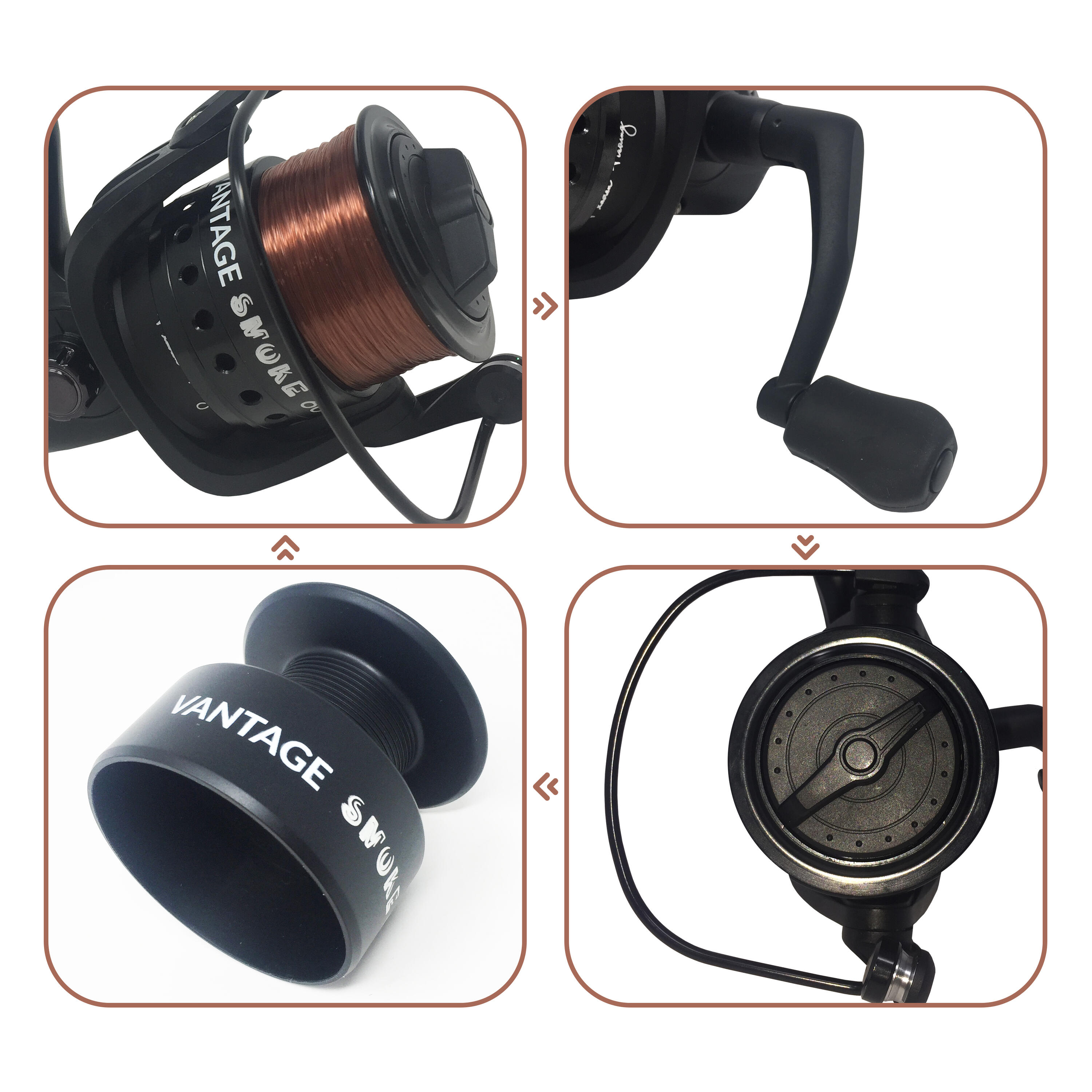 VANTAGE Smoke Front Drag Fixed Spool Reel - 3+1bb IAR - Spare Spool + Line-On 2/4