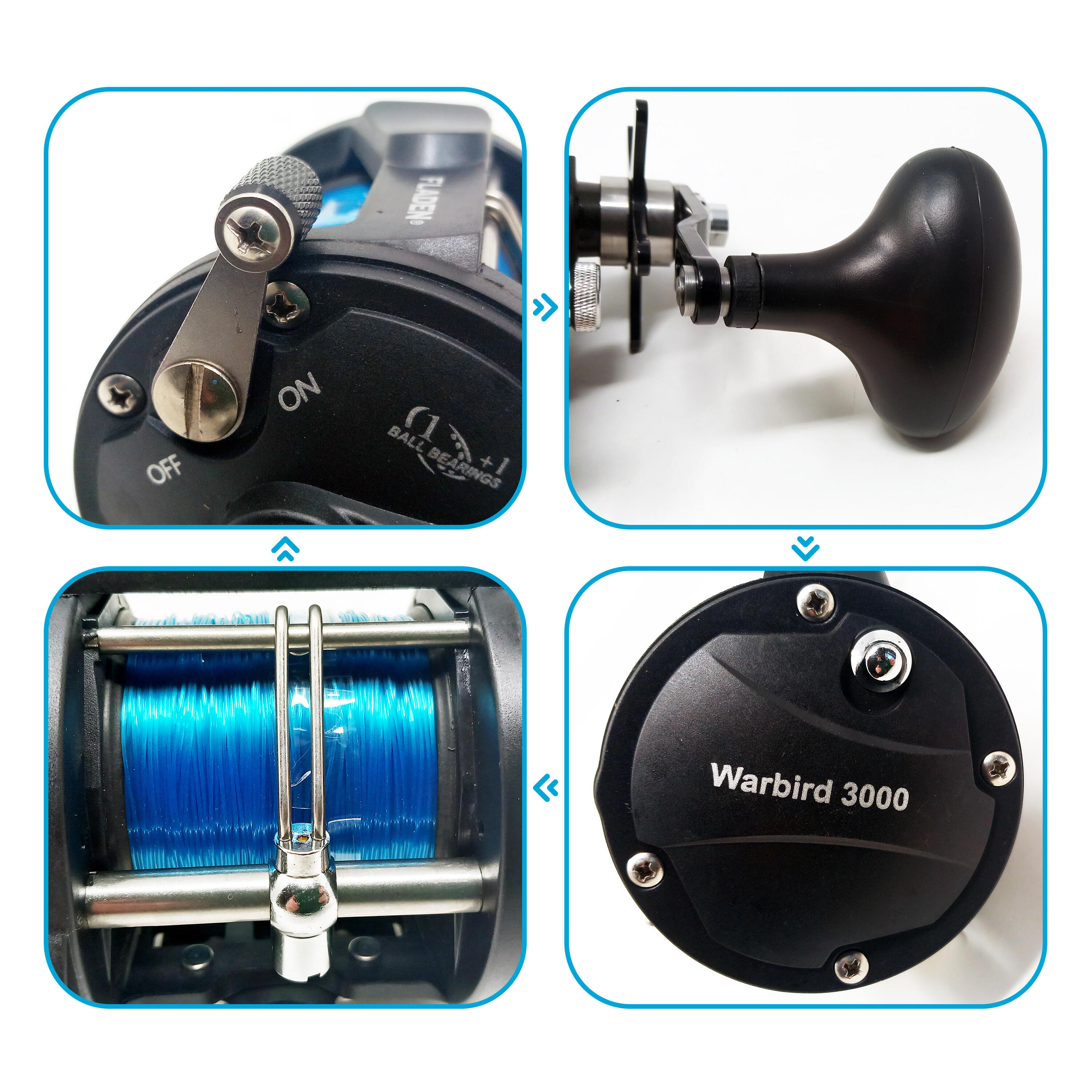 WARBIRD Multiplier Boat Reel 1+1 stainless steel bearings and line -on 2/3