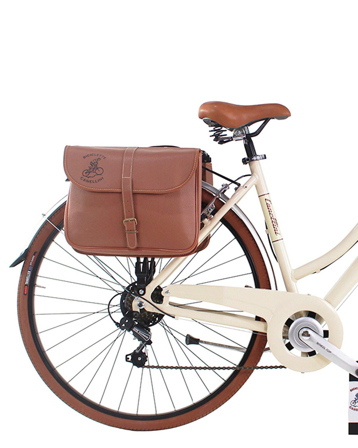Bicicleta urbana Dolce Vita by Canellini mujer con bolsas y cesta - Crema 3/3