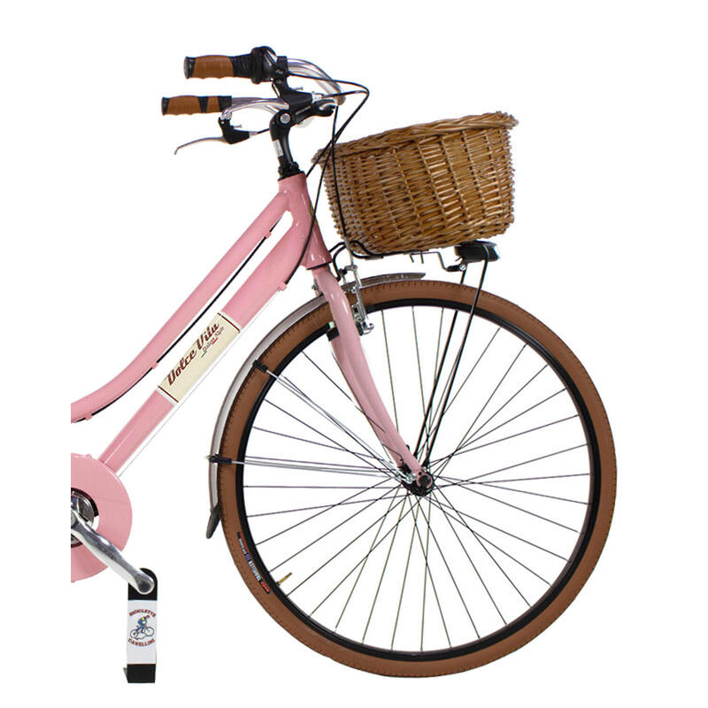 Bicicleta urbana Dolce Vita by Canellini mujer con bolsas y cesta - Rosa