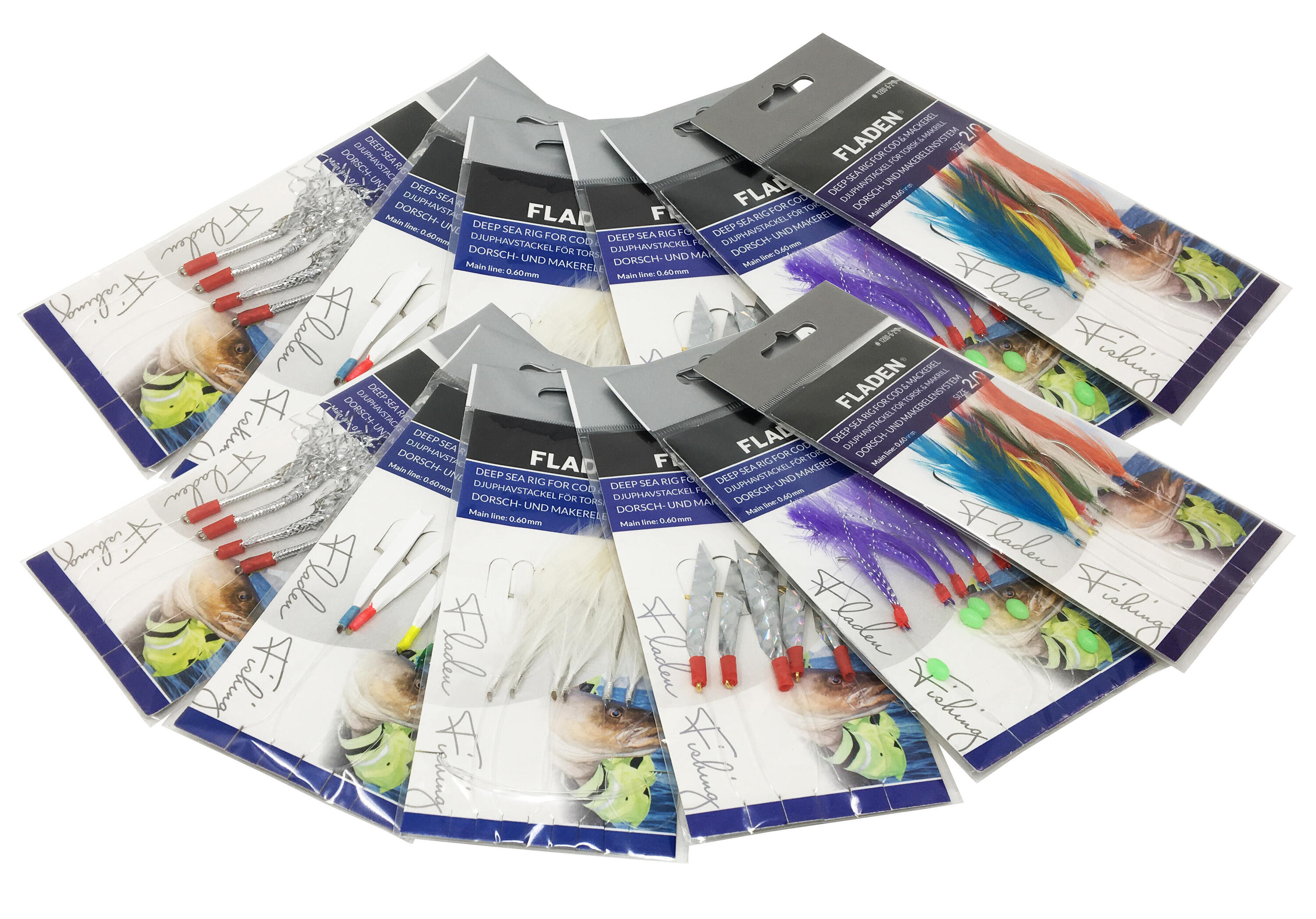 FLADEN 12 x  Assorted Rigs & Feathers For Mackerel