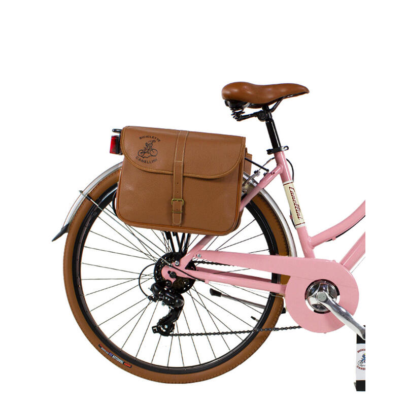 Bicicleta urbana Dolce Vita by Canellini mujer con bolsas y cesta - Rosa