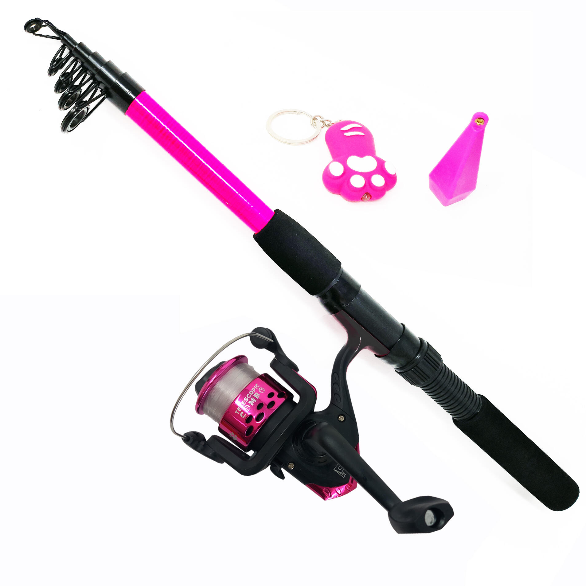 FLADEN 1.8m Junior Telescopic Rod & Reel Combo with training weight & keyring